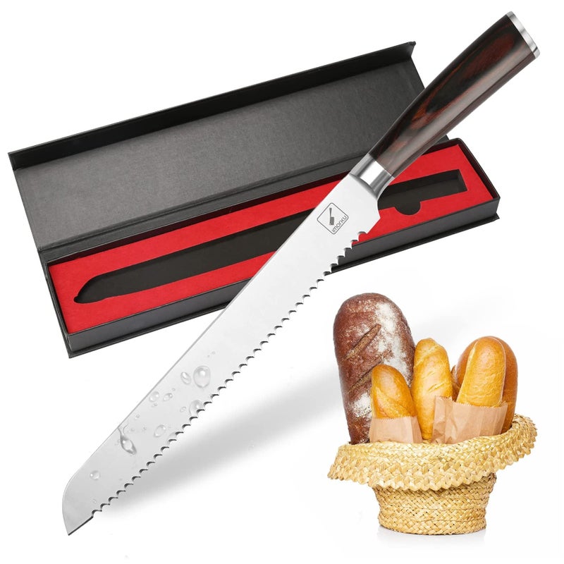 imarku Bread Knife German High Carbon Stainless Steel Professional Grade Bread Slicing Knife 10Inch Serrated Edge Cake Knife Bread Cutter for Homemade Crusty Bread Best Birthday Gifts