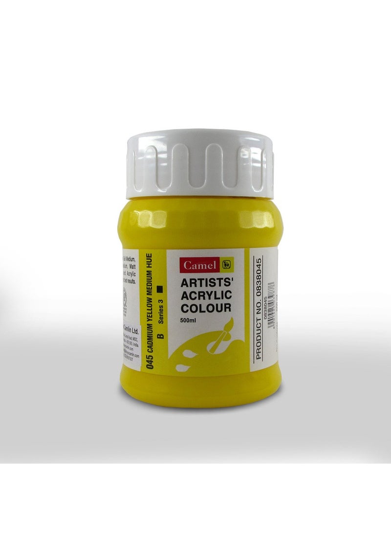 camel Camlin Kokuyo Artist Acrylic Colour Series 3 Cadmium Yellow Medium Hue (500 ml) 