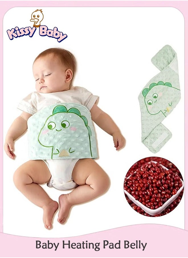 Kissy Baby Baby Heating Pad Belly Band Natural Red Bean Heated Tummy Wrap Soft Minky Dot Swaddling Belt Baby Colic & Gas & Upset Stomach Relief (Green)  - Image 1