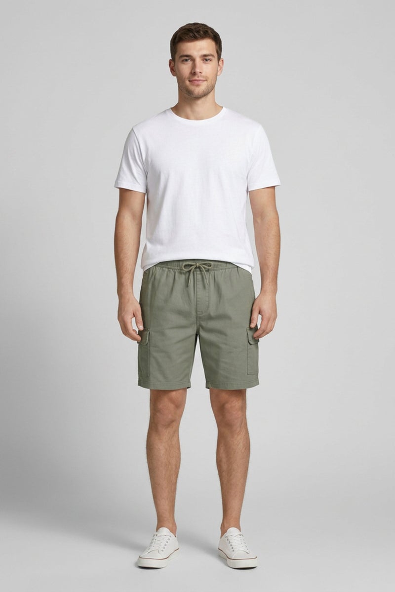 Threadbare Men Plain Cargo Shorts, Sage Green - Image 2