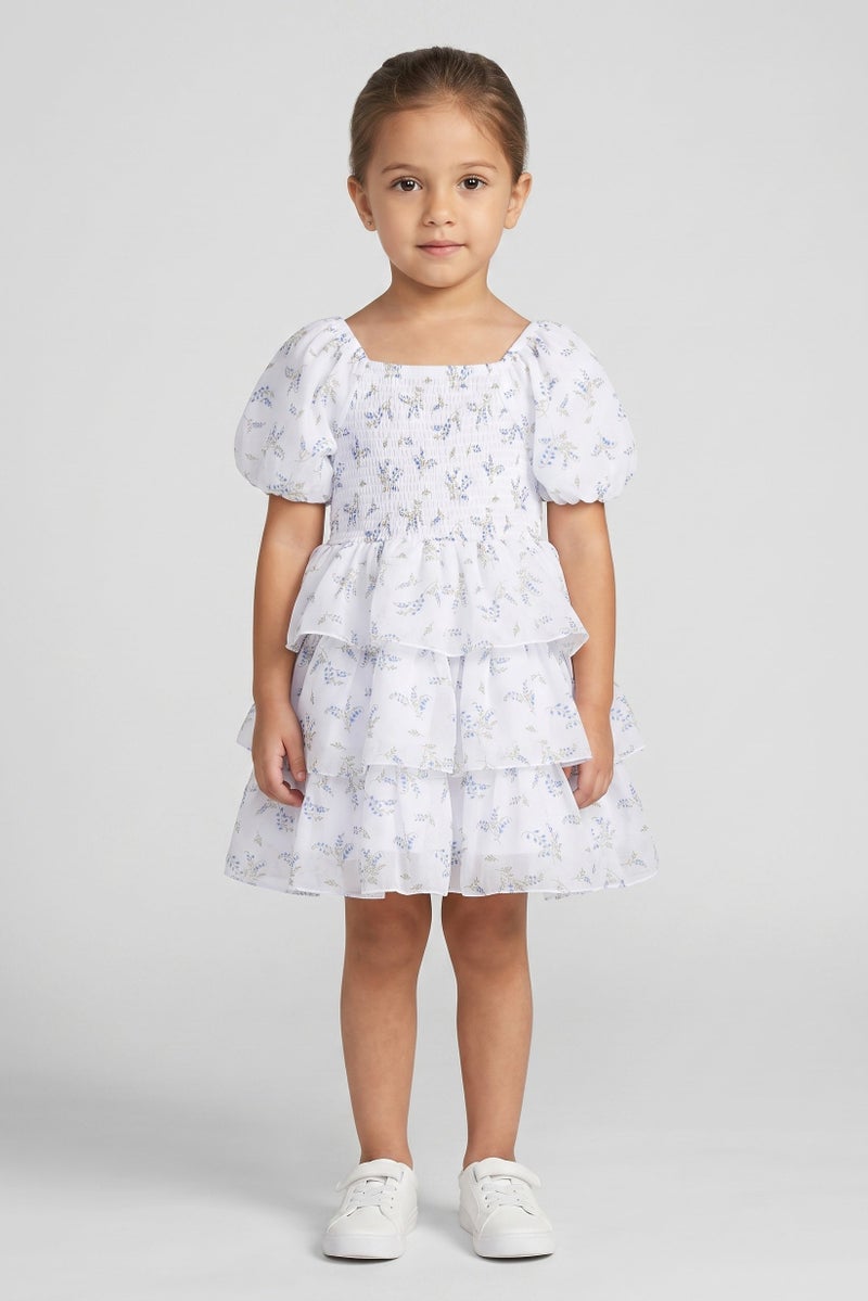 Limited Too Toddlers Girl Floral Print Casual Dress, White - Image 1