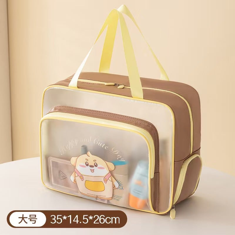 Cartoon PVC Cosmetic Toiletry Bag, Wet-Dry Separation, Portable Multi-layer Storage - Image 3