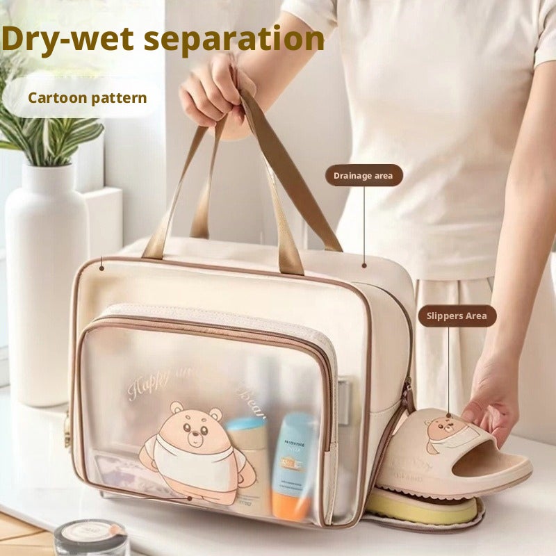 Cartoon PVC Cosmetic Toiletry Bag, Wet-Dry Separation, Portable Multi-layer Storage - Image 4