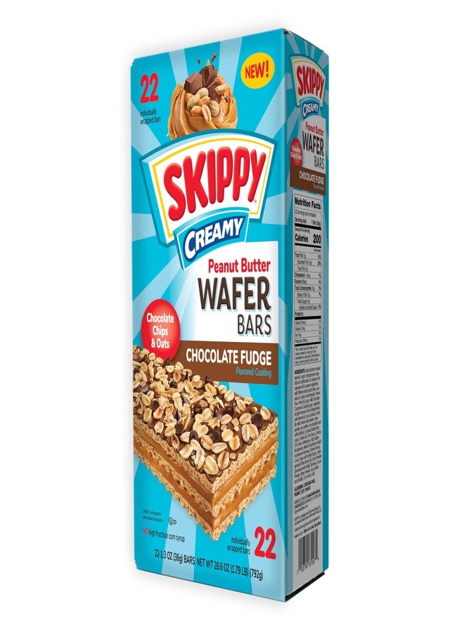 SKIPPY Creamy Peanut Butter & Chocolate Fudge Wafer Bars 22 individule wrapped bars - Image 1