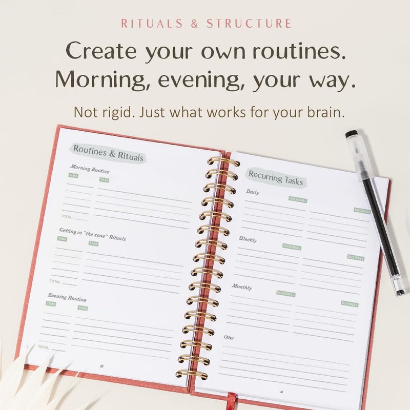 epic self The ADHD Planner - Undated Daily Weekly Schedule Organizer Journal for Disorganized People - Habit Tracker Record Emotions & Mood - Academic Goals - Structure & Focus for Adults Brains (Spiral) (Red) - Image 4