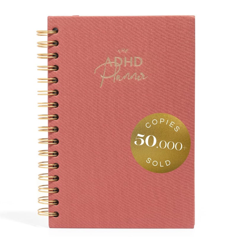 epic self The ADHD Planner - Undated Daily Weekly Schedule Organizer Journal for Disorganized People - Habit Tracker Record Emotions & Mood - Academic Goals - Structure & Focus for Adults Brains (Spiral) (Red) - Image 1