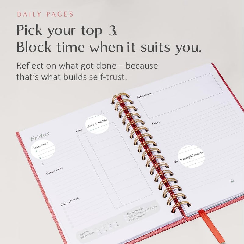 epic self The ADHD Planner - Undated Daily Weekly Schedule Organizer Journal for Disorganized People - Habit Tracker Record Emotions & Mood - Academic Goals - Structure & Focus for Adults Brains (Spiral) (Red) - Image 2