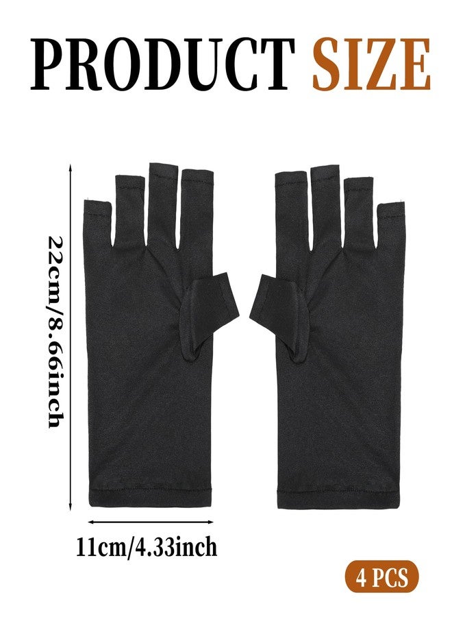 Fyntave 2 Pair UV Gloves for Nails Moisturizing UV-Protective Fingerless Gloves Women Nail Care & Hand Hydration for Gel Nail Lamp (Black) - Image 3