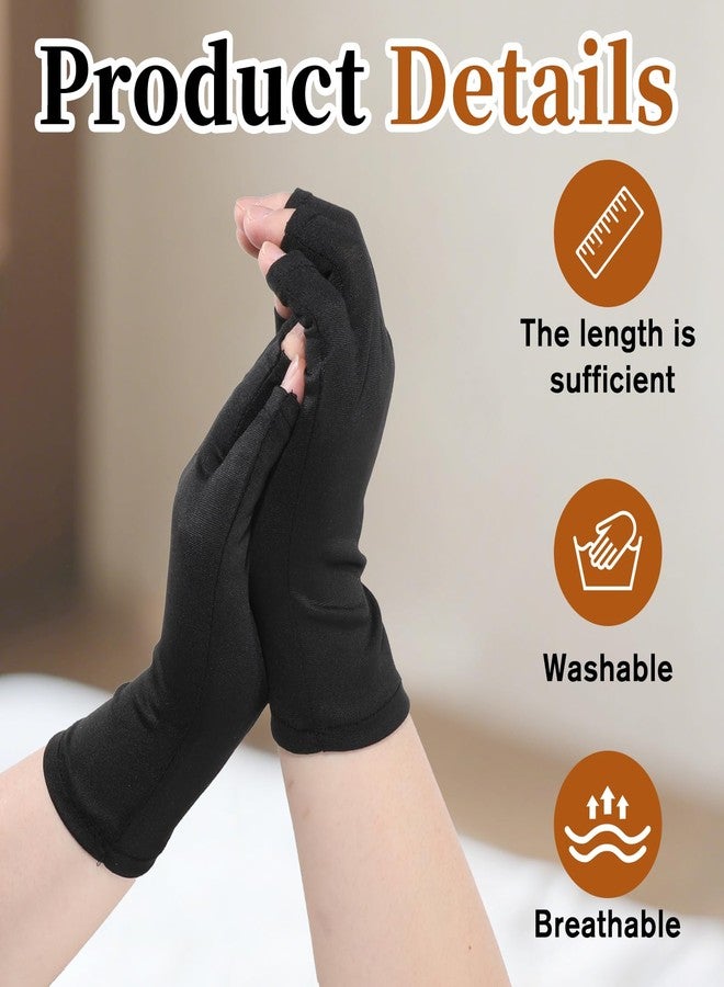 Fyntave 2 Pair UV Gloves for Nails Moisturizing UV-Protective Fingerless Gloves Women Nail Care & Hand Hydration for Gel Nail Lamp (Black) - Image 5