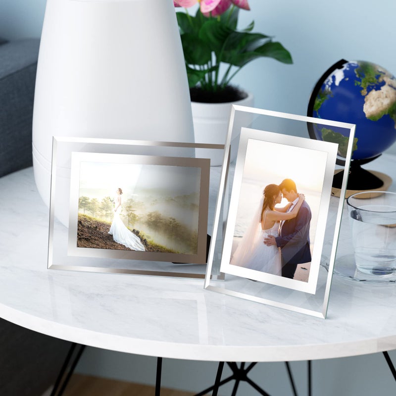 Komimaci 5x7 Picture Frames - Glass Photo Frame for Tabletop/Desktop Display, Horizontal/Vertical Orientation, Silver Finish - Image 5