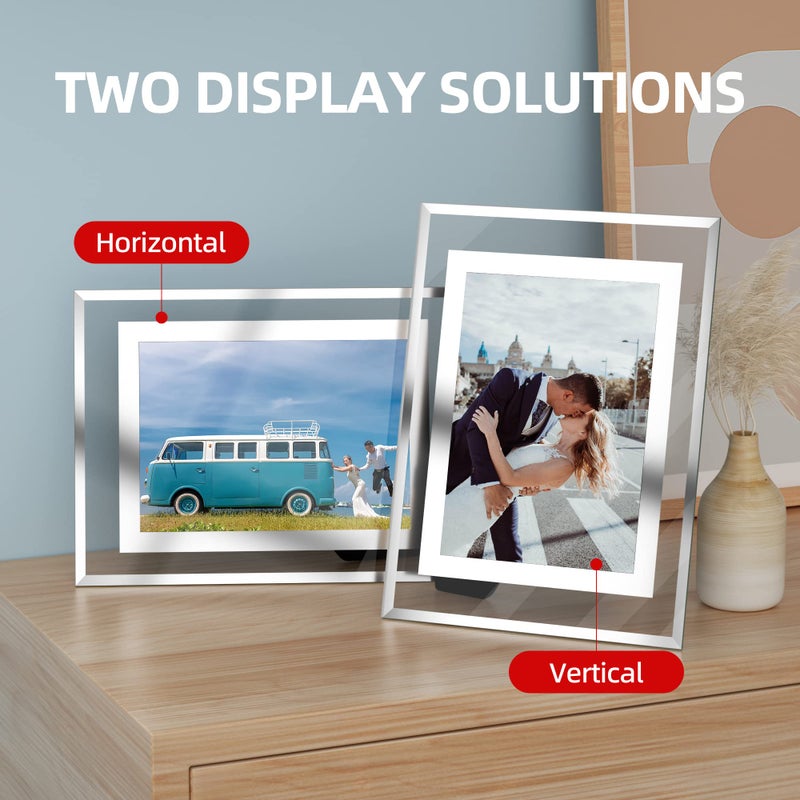 Komimaci 5x7 Picture Frames - Glass Photo Frame for Tabletop/Desktop Display, Horizontal/Vertical Orientation, Silver Finish - Image 3