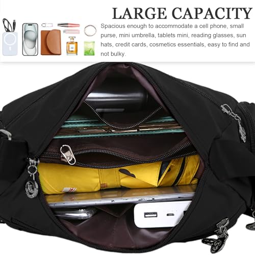 WITERY Nylon Crossboby Bags for Women - Waterproof Zipper Multi-Pocket Crossboby Purse Lightweight Shoulder Bag, Casual Ladies Pocketbooks Small Travel Purse Messenger Bags Medium Handbag Tote - Image 5