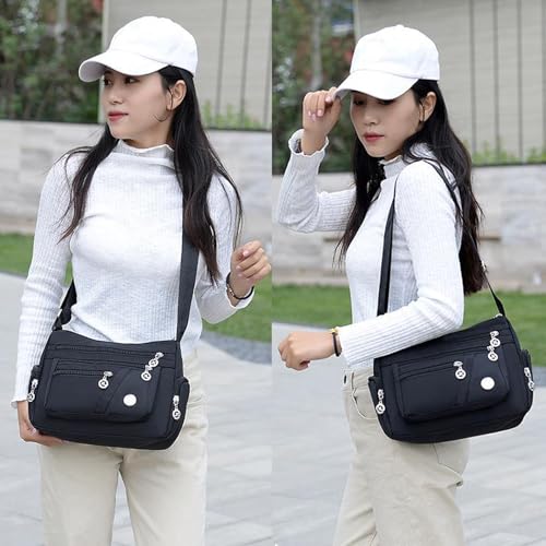 WITERY Nylon Crossboby Bags for Women - Waterproof Zipper Multi-Pocket Crossboby Purse Lightweight Shoulder Bag, Casual Ladies Pocketbooks Small Travel Purse Messenger Bags Medium Handbag Tote - Image 2