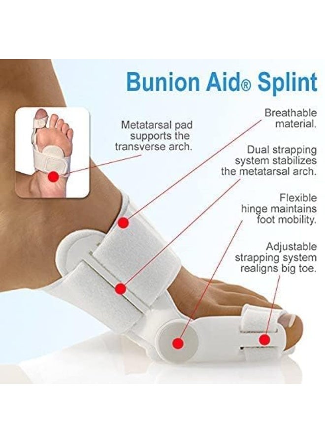 Orthopedic Bunion Corrector & Toe Straightener Splint - Adjustable Big Toe Alignment Support for Men & Women - Relief for Bunion Pain & Fracture Support - Universal Fit for Left or Right Foot - White - Image 3