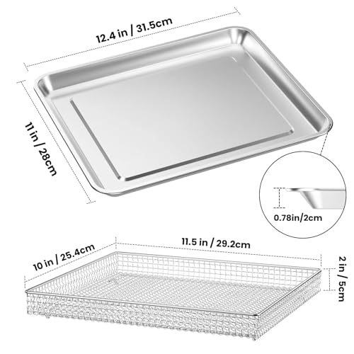 SettleDown Stainless Steel Baking Tray Pan and Air Fryer Basket Compatible with Cuisinart Airfryer TOA-060 and TOA-065，for Convection Toaster Oven (with Cuisinart Airfryer TOA-060 and TOA-065) - Image 4