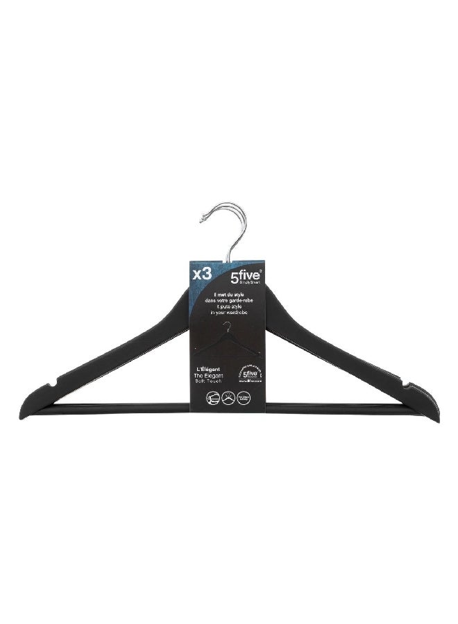 Five Simply Smart 3-Piece Durable Wooden and Rubber Cloth Hanger Set Black 23 x 44.5 x 1.2 cm 151511B - Image 2