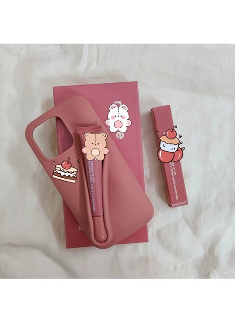 حافظة هاتف Rhodee Lipstick Lip Gloss IPhone16promax لهاتف Apple 15pro من السيليكون 14 لونًا - اللون: لون الخبز المحمص (مع العبوة الأصلية) + نماذج قابلة للتطبيق على الشفاه: iphone11promax