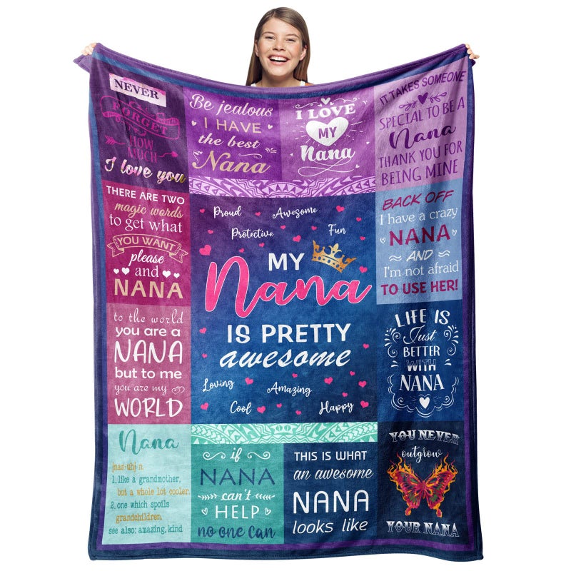 Gevuto Gevuto Nana Gifts Blanket 50 X 60  Birthday Gifts for Nana  Nana Gifts from Grandkids  Grandma Gifts for Mothers Day  Nana Birthday Gifts  Gigi Gifts for Grandma  Best Nana Ever Gifts 