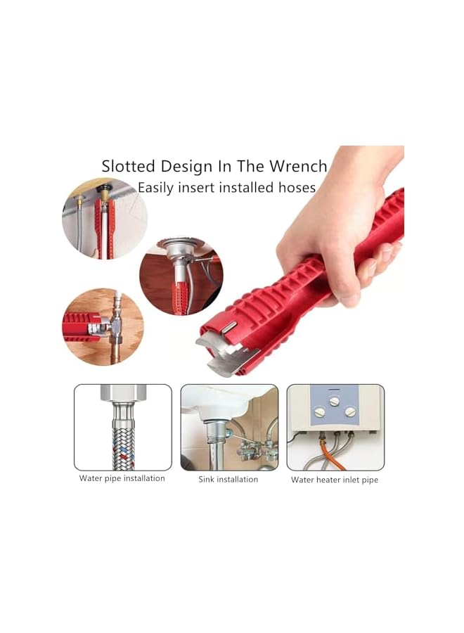 promass Faucet and Sink Installer, 8 in 1 Multifunctional Faucet Wrench Tool Double Head Sink Installer Tool Water Pipe Spanner Tackle For Toilet Bowl Bathroom Kitchen Plumbing - Image 5