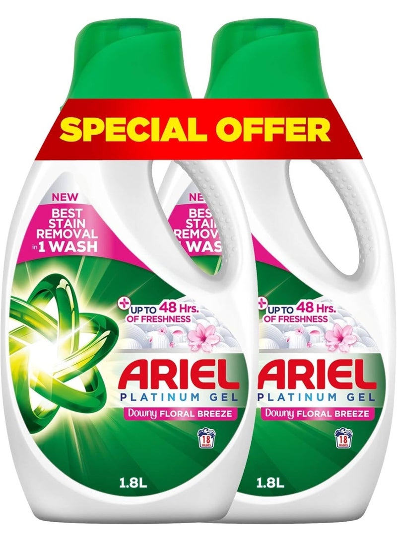 Ariel Floral Breeze Laundry Detergent Power Gel 1.8L x 2, Dual Pack - Image 1