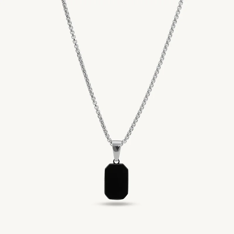 بالموناس PALMONAS Rhodium Plated Shadow Octane Necklace
 for Men