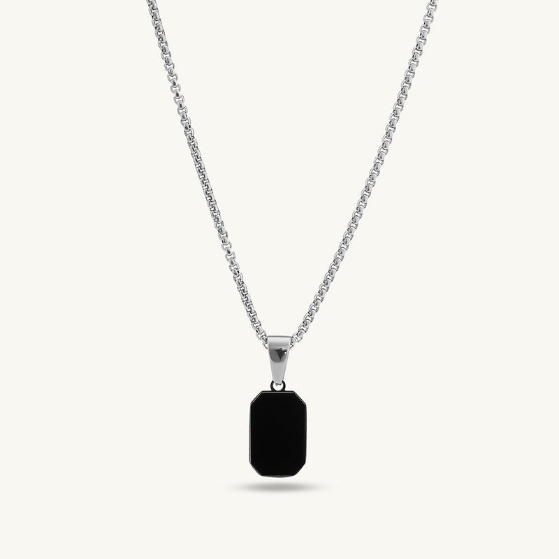 PALMONAS Rhodium Plated Shadow Octane Necklace
 for Men - Image 1