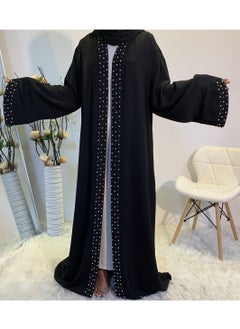 Fashionable and Elegant Clear Color Beaded Muslim Lace up Cardigan Robe