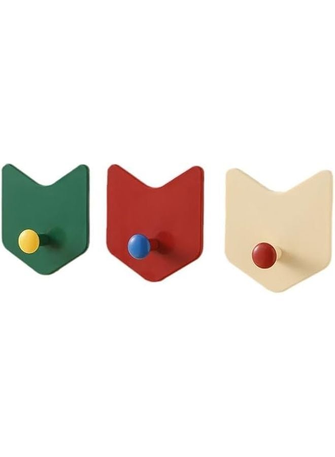 3 قطع خطافات لاصقة إبداعية بدون تثقيب للمطبخ والحمام أخضر أحمر أبيض - Image 2