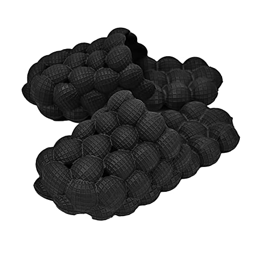 Rojeam House Slippers for Women and Men EVA Shower Shoes Massage Bubble Slides Bathroom Sandals, Black, 9/10 US - Image 1