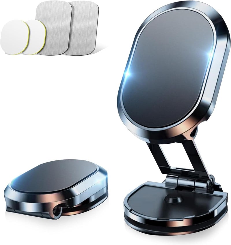 BLUE OCEAN Magnetic Car Phone Holder Foldable Dashboard Cell Phone Car Mounts 360 Adjustable Rotation Mobile Magnet Holder Car Aluminum perfect For Table Kitchen and any location (MODEL A - 360º) - Image 1