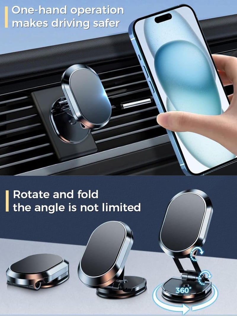 BLUE OCEAN Magnetic Car Phone Holder Foldable Dashboard Cell Phone Car Mounts 360 Adjustable Rotation Mobile Magnet Holder Car Aluminum perfect For Table Kitchen and any location (MODEL A - 360º) - Image 3