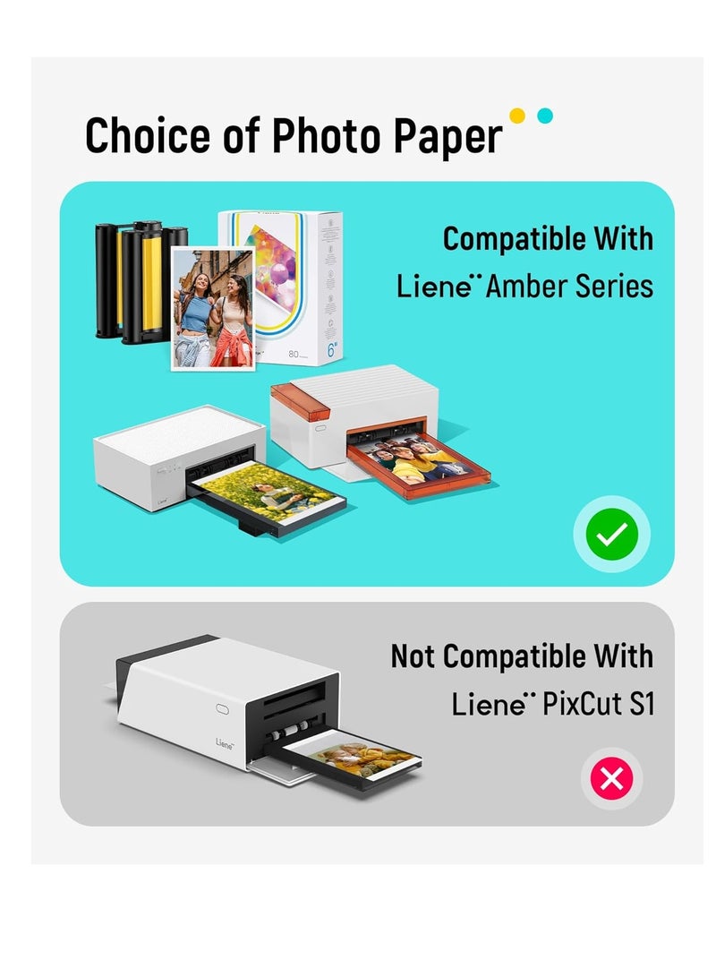 ليين ورق وطابعة الصور من Liene، عبوتان حبر إضافيتان و80 ورقة صور، مقاس 4×6 بوصة، طباعة حرارية، مقاوم للماء والأكسدة، متوافق مع طابعة Liene، للعرض والتأطير وسجل القصاصات - Image 2