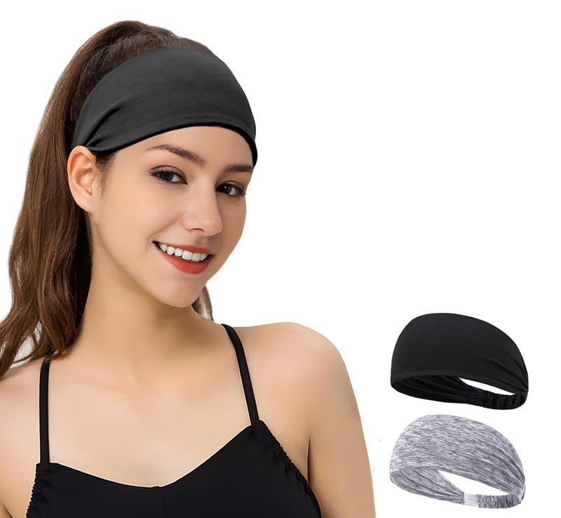 PAROPKAR Multi Sports Japanese Style Bandana – Comfortable Lightweight Head Bands with Elastic Ideal Cricket Football Tennis Running Gym Yoga Workout for Men and Women (Black Grey) - Image 1
