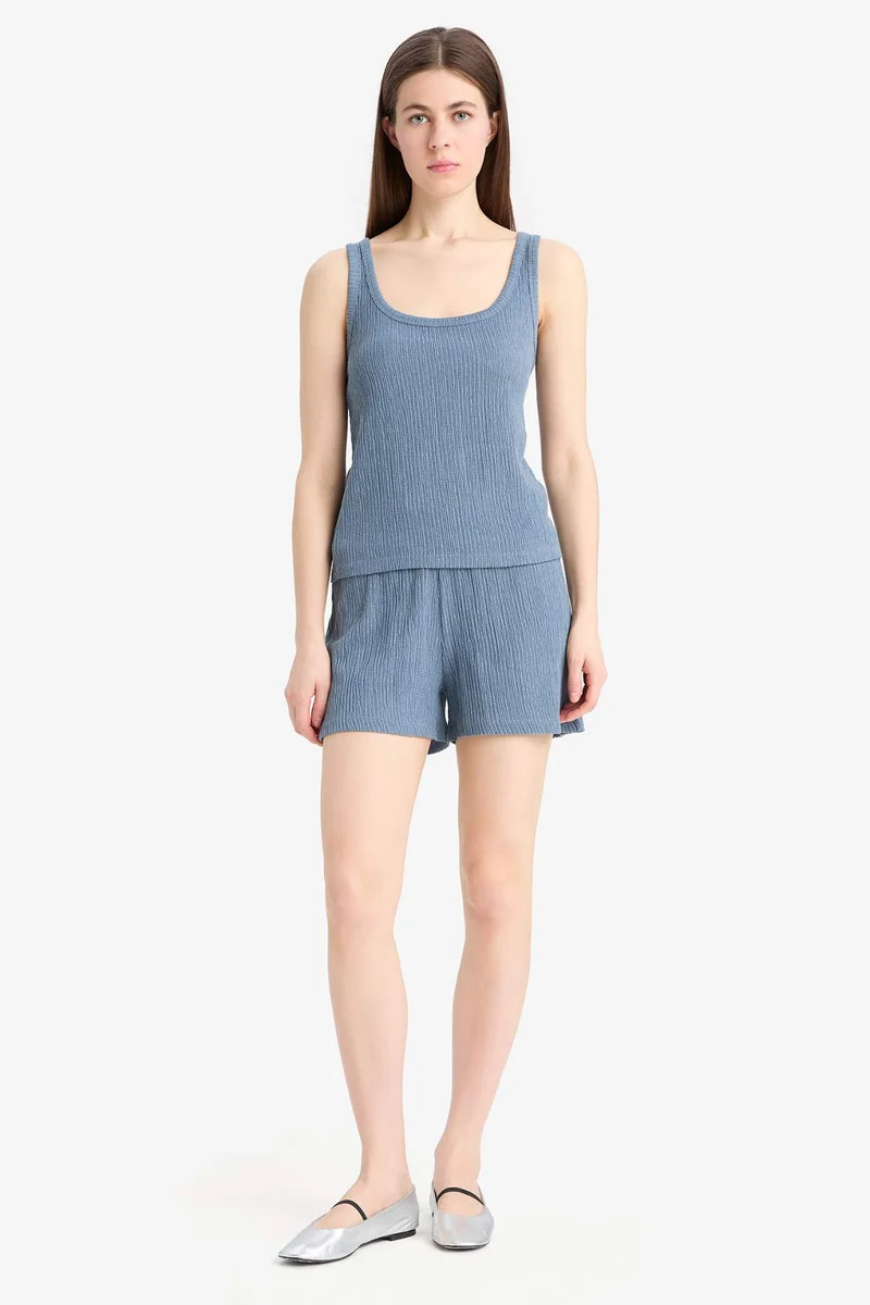 DeFacto Regular Fit Crepe Tank Top Shorts 2 Piece Set