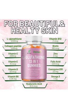 Daynee L-Glutathione 13 In 1 Gummies, L-Glutathione With Collagen Chewable Supplements For Skin Care,Anti-Aging, Whitening And Brightening, Dietary Supplements,60 Gummies  - Image 3