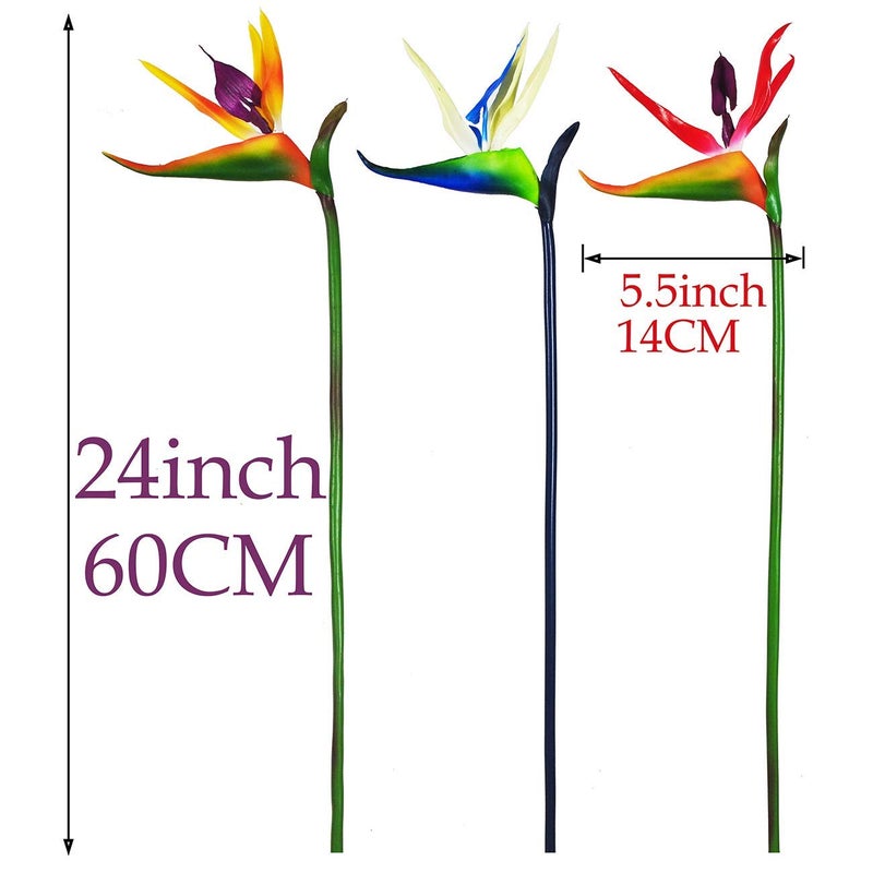 Beebel Artificial Flowers Bird of Paradise Greenery Plants Indoor Outside Garland Home Garden Office Verandah Wedding Decorations 6pcs (Yellow, 6 Pack) - Image 2
