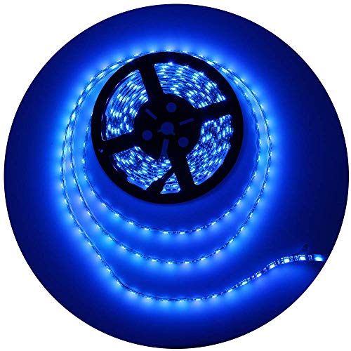 ALITOVE 16.4ft 5050 Blue LED Flexible Strip Ribbon Light Black PCB DC 12V 5M 300 LEDs Waterproof IP65 for Home Garden Commercial Area Lighting, Without Power Supply - Image 1