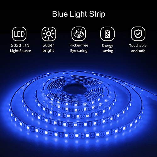 ALITOVE 16.4ft 5050 Blue LED Flexible Strip Ribbon Light Black PCB DC 12V 5M 300 LEDs Waterproof IP65 for Home Garden Commercial Area Lighting, Without Power Supply - Image 5