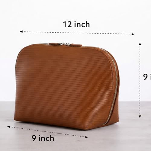 APT 1101 Large Standing Foldable Makeup Bag for Travel, Vertical Folding Down Design, Organized Cosmetic & Skincare Bag for 2–4 Week Trips (Chocolate) - Image 3