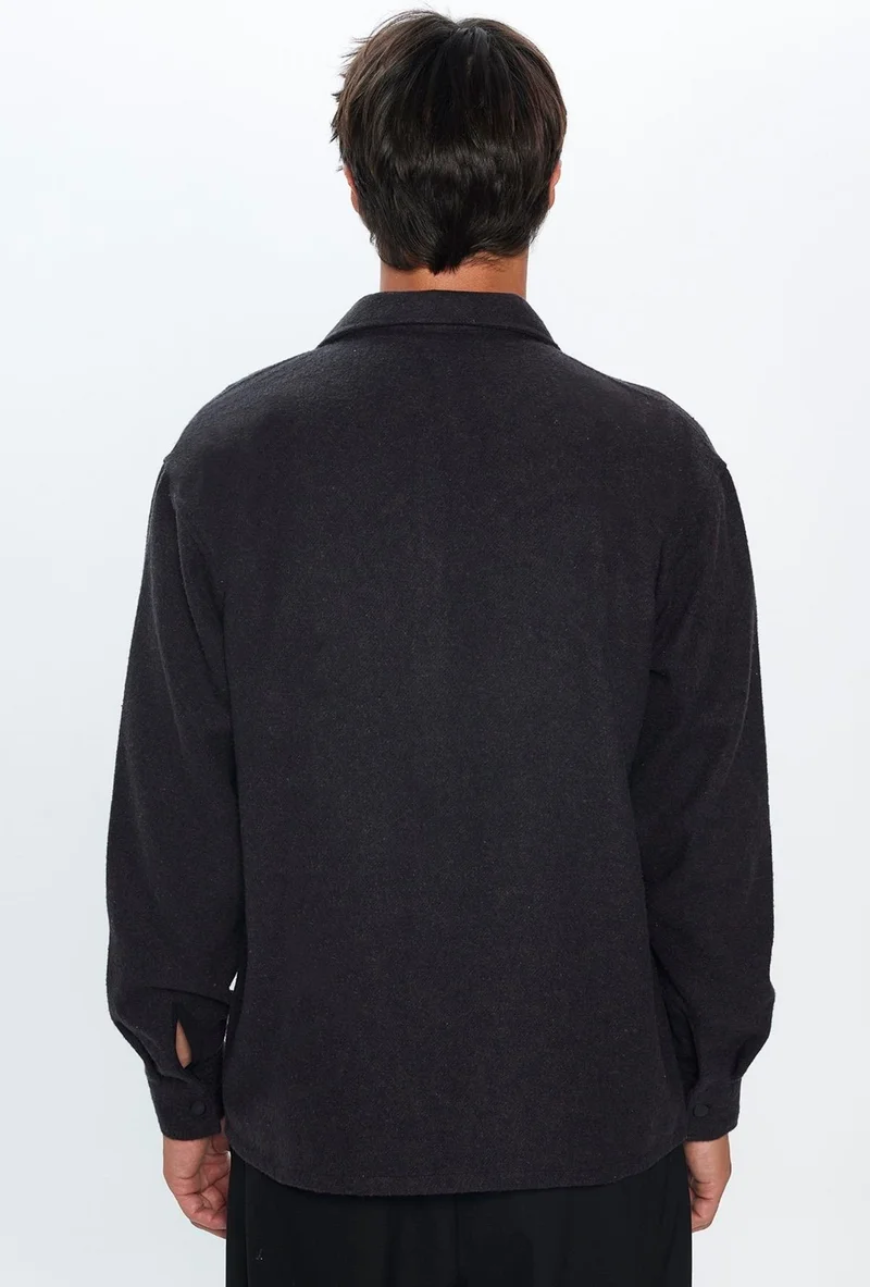تودورس Men's Relax Fit Casual Cut Cotton Double Pocket Snap Plain Winter Lumberjack Brown Open Collar Shirt