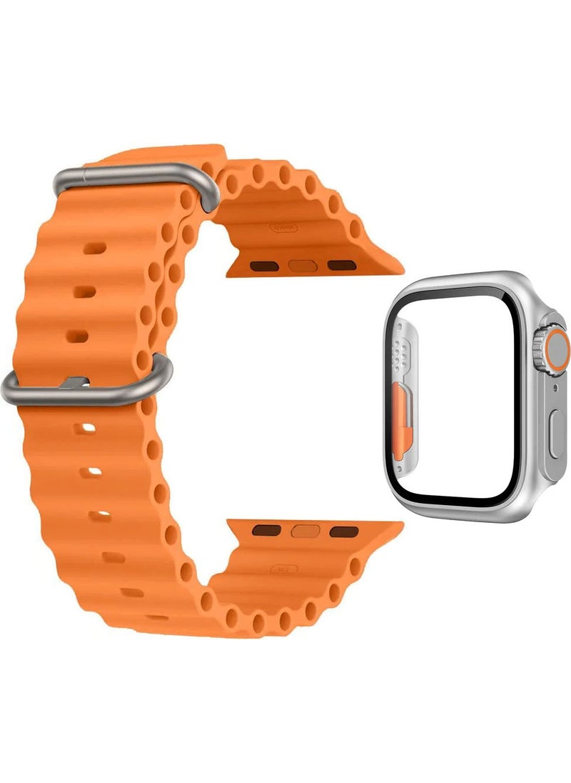 Forzacase - Apple Watch 41MM Compatible Ocean Silicone Band Strap + Screen Case Protective Case - FC006 - Image 1