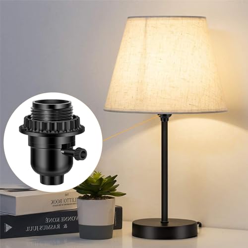 Aolloa UL Listed E26 Light Socket, Threaded Lamp Socket Replacement with ON/Off Switch Medium Base Lamp Parts with Lamp Shade Ring Ring for Table lamp, Floor lamp, Light Fixture, Black 1-Pack - Image 4