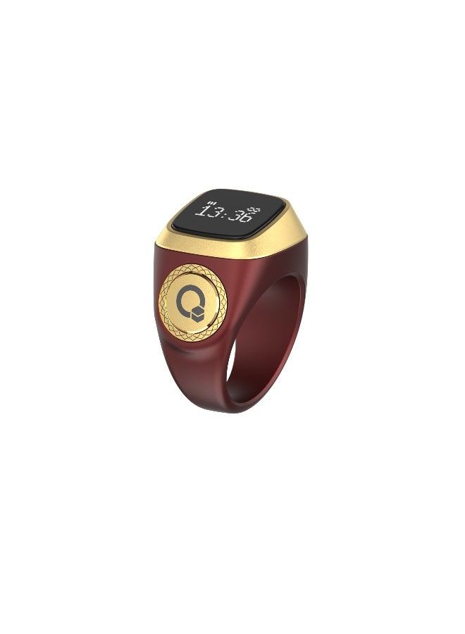 iQIBLA Size 20mm - Brown E01 BR20# Bluetooth V5.1, Screen OLED display Tasbih Counter - Smart Ring - Wearable Technology - Waterproof - Max Count 65000 (Display 0.49 inch, Battery 45mAh)