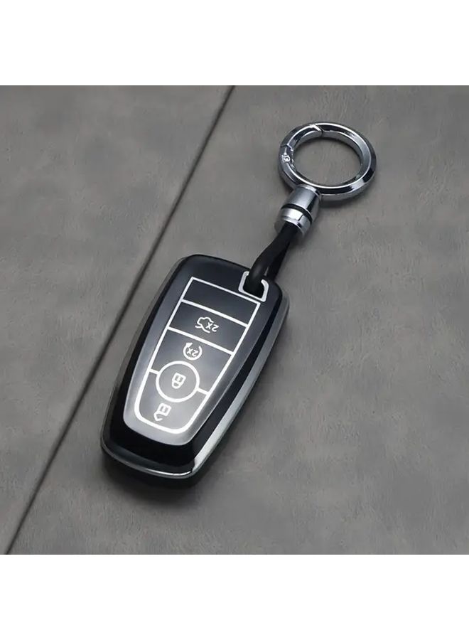 غطاء مفتاح سيارة أبيض أحادي الطبقة من TPU مع حلقة دائرية عصرية من أجل فورد مونديو إكسبلورر فوكس إسكيب إيدج موستانج رابتور فييستا تورس فيوجن - Image 1