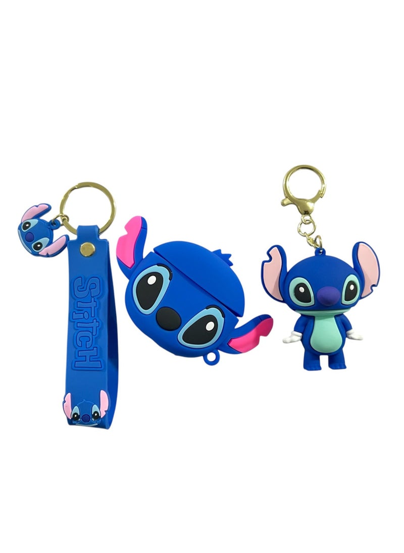 STITCH - Compatible with Stitch AirPods 4NC Case , Protective Silicone Cute Funny Kawaii for Stitch AirPods 4NC Case, Kids Teens Boys Girls Cartoon 3D Cover for AirPods 4NC Case Stitch with Ring (Big Ear Blue Stitch) - Image 1