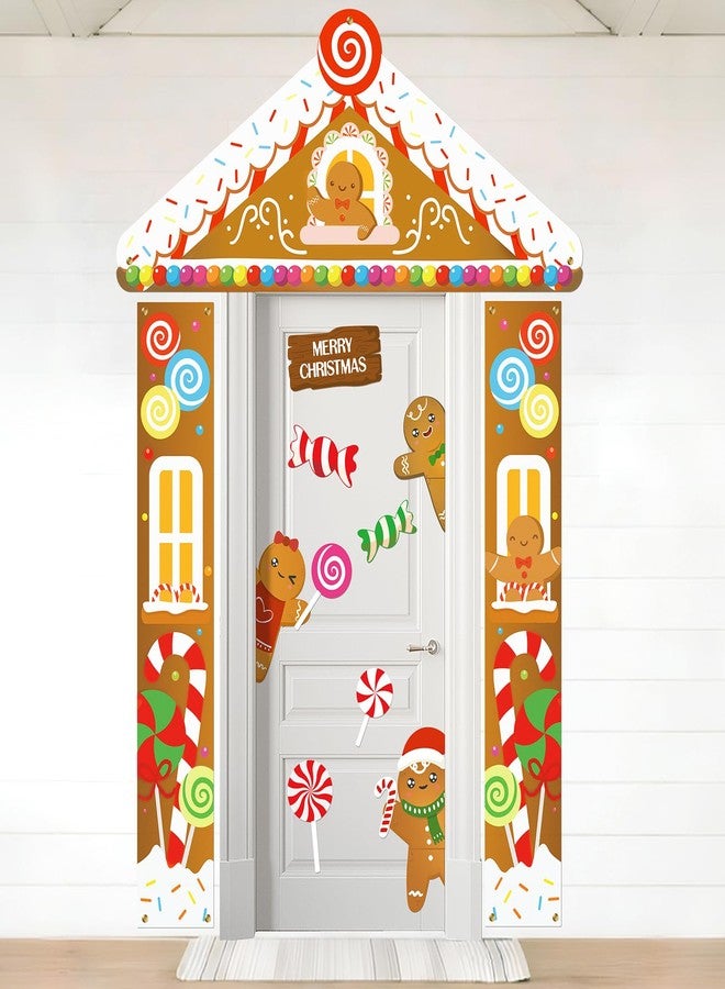 مون بوت ١٥ قطعة من زينة أبواب خبز الزنجبيل لعيد الميلاد - لافتة أمامية وخلفية للشرفة لتزيين المنزل والفصول الدراسية والمكاتب والحفلات الخارجية في عيد الميلاد - Image 1