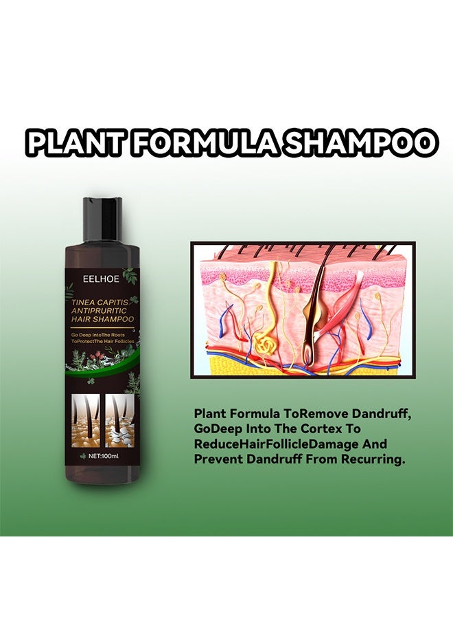 EELHOE Tinea Capitis Antipruritic Hair Shampoo, Safe Gentle Effective Anti-Dandruff Remove Mites and Relieve Itching Natural Extract Prevents Hair Loss 100ml - Image 5