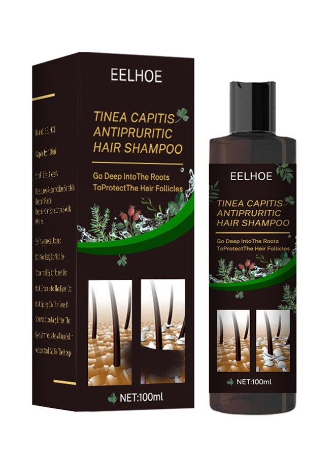 EELHOE Tinea Capitis Antipruritic Hair Shampoo, Safe Gentle Effective Anti-Dandruff Remove Mites and Relieve Itching Natural Extract Prevents Hair Loss 100ml - Image 1