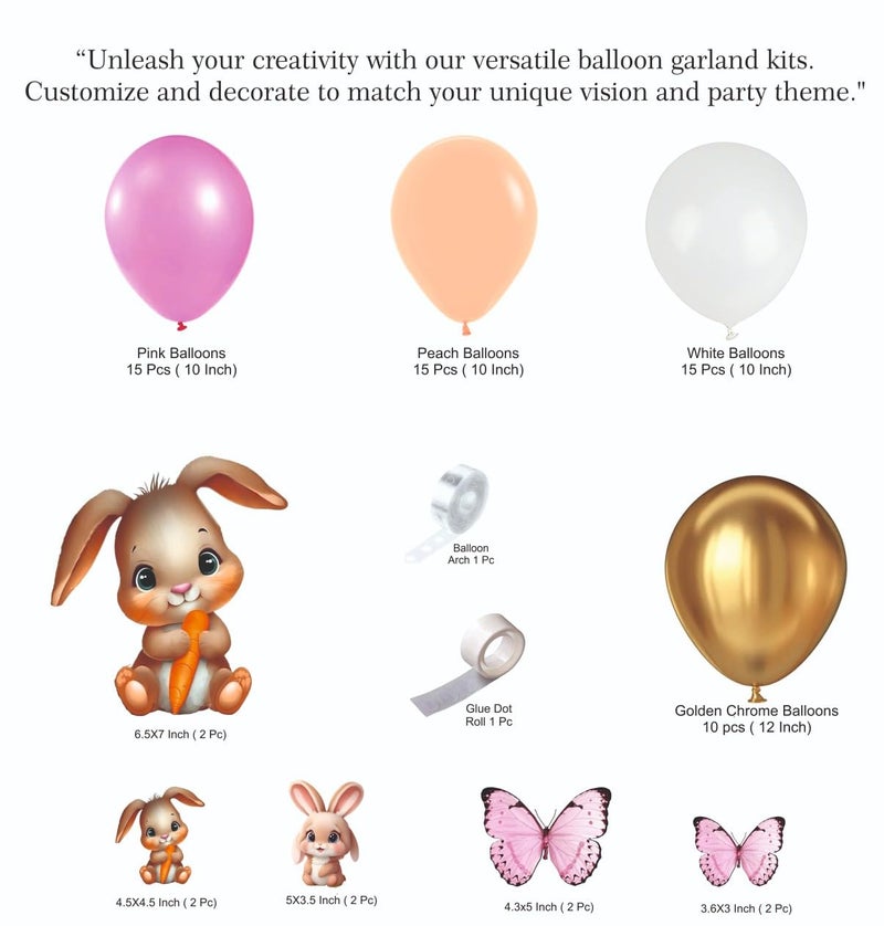 YOURS DECOR Balloon Decorations Set, 67 Pieces, Bunnies, Rabbits, Butterfly Themes - Image 2