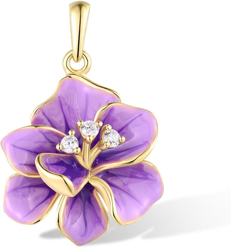 Santuzza 925 Sterling Silver Handmade Enamel Flower Pendant for Women - Image 1